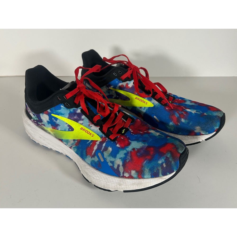 Brooks Launch 9 Tie Dye Running Shoes Blue Red Yellow 1203731B446 Womens 7.5